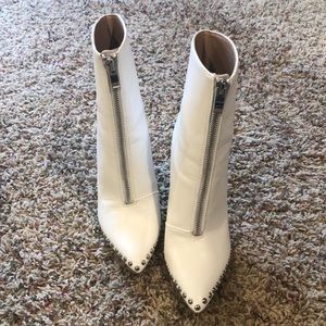 White zip-up booties